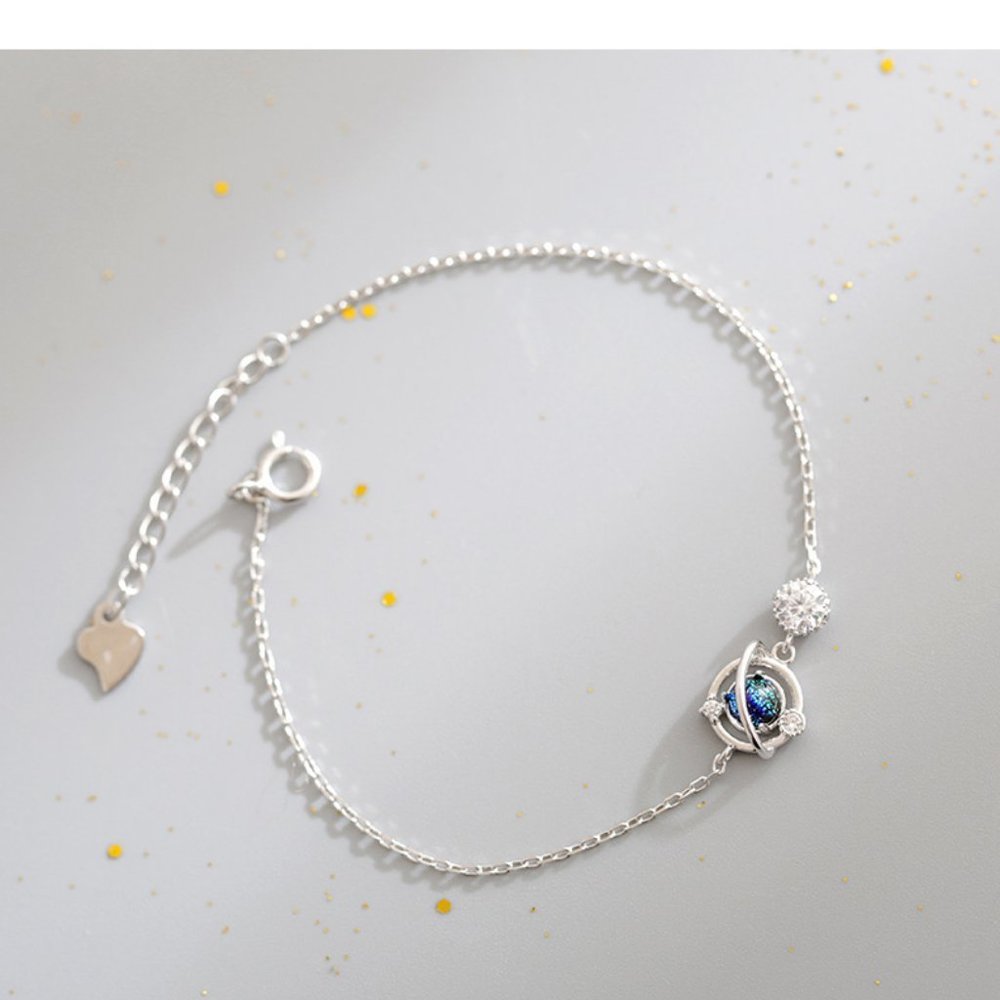 NEW 925 Sterling Silver Diamond Planet Bracelet - Picture 7 of 7
